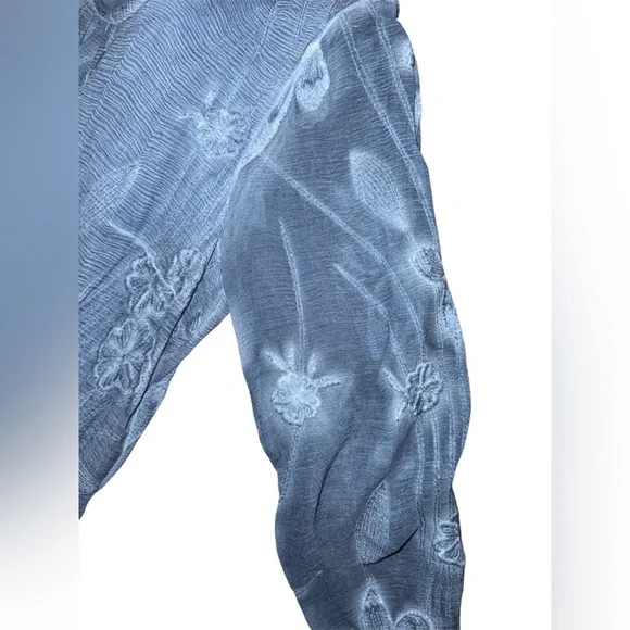 Soft Surroundings Womens PMedium Blue Silk Starling Embroidered Dress Bohemian - Picture 4 of 8